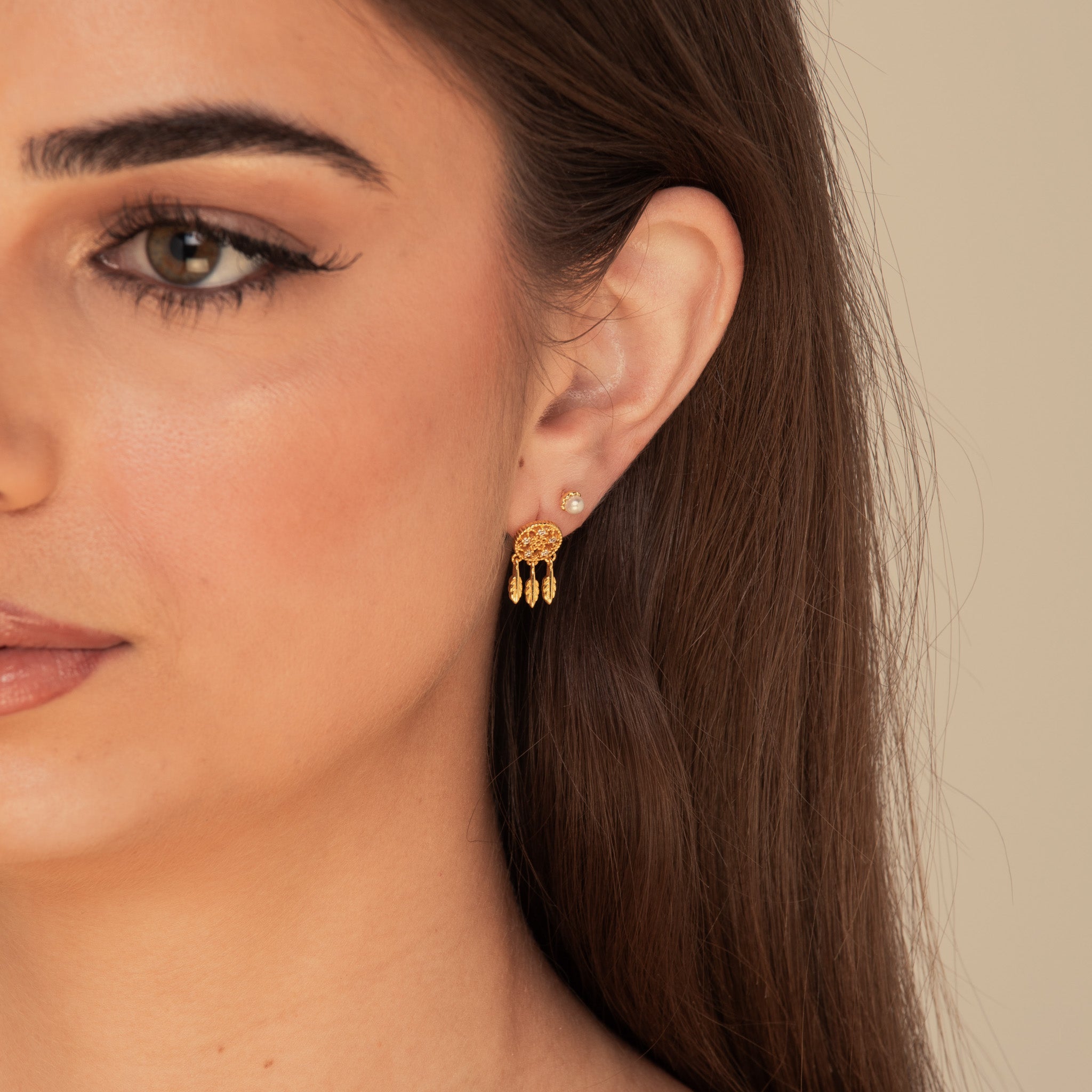 Dreamcatcher Stud Earrings Gold