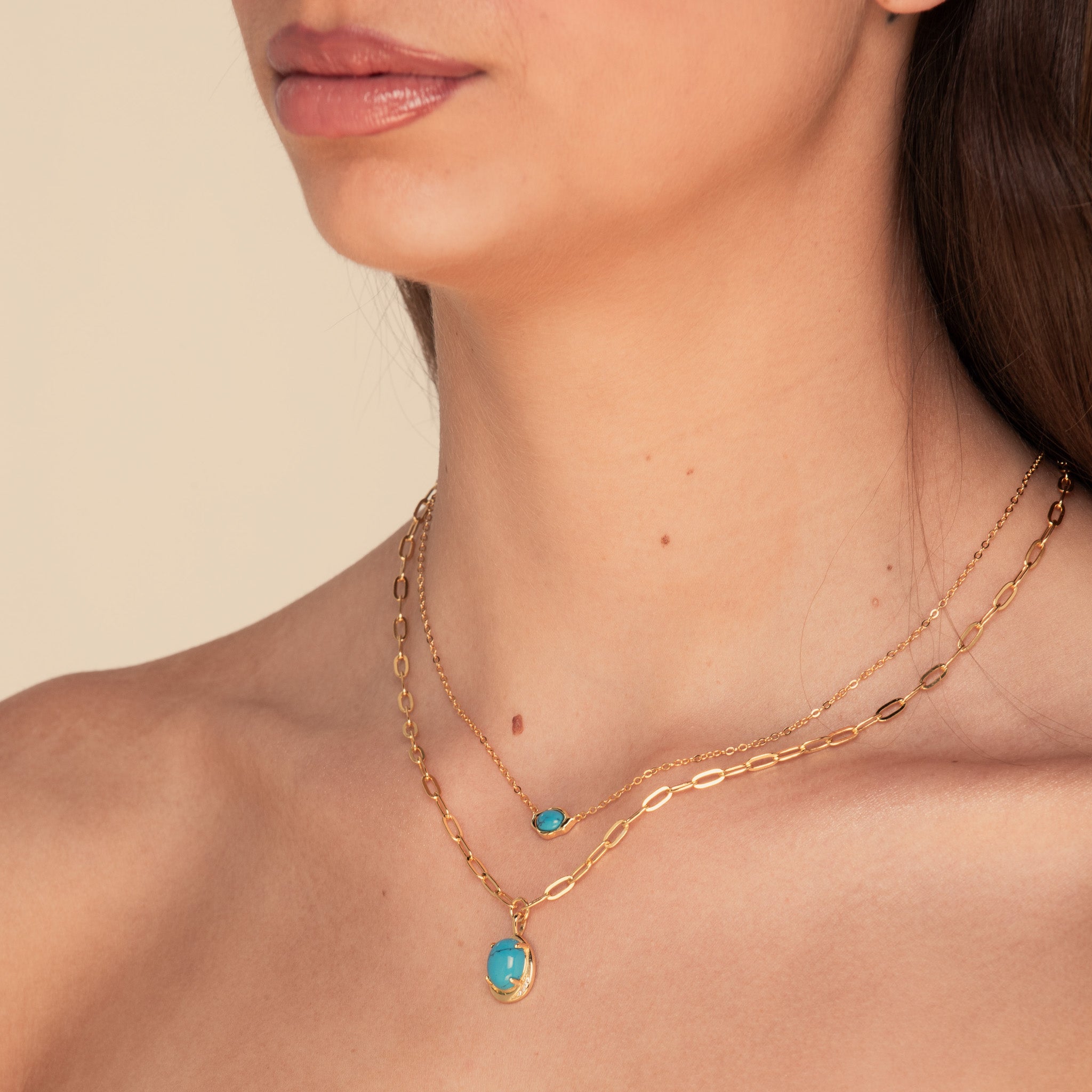 Turquoise Eye Necklace Rose Gold