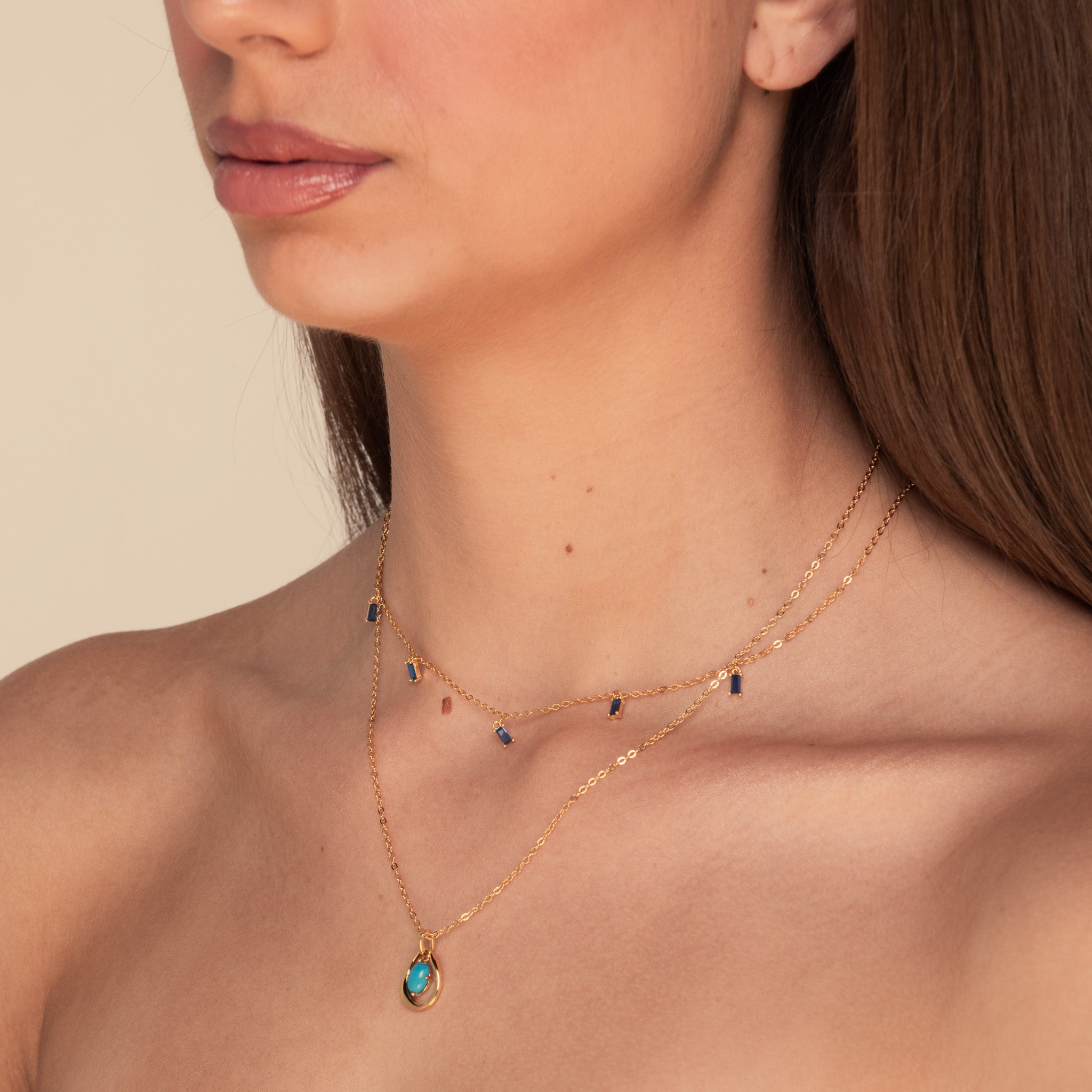 Harmony Oval Turquoise Necklace Rose Gold