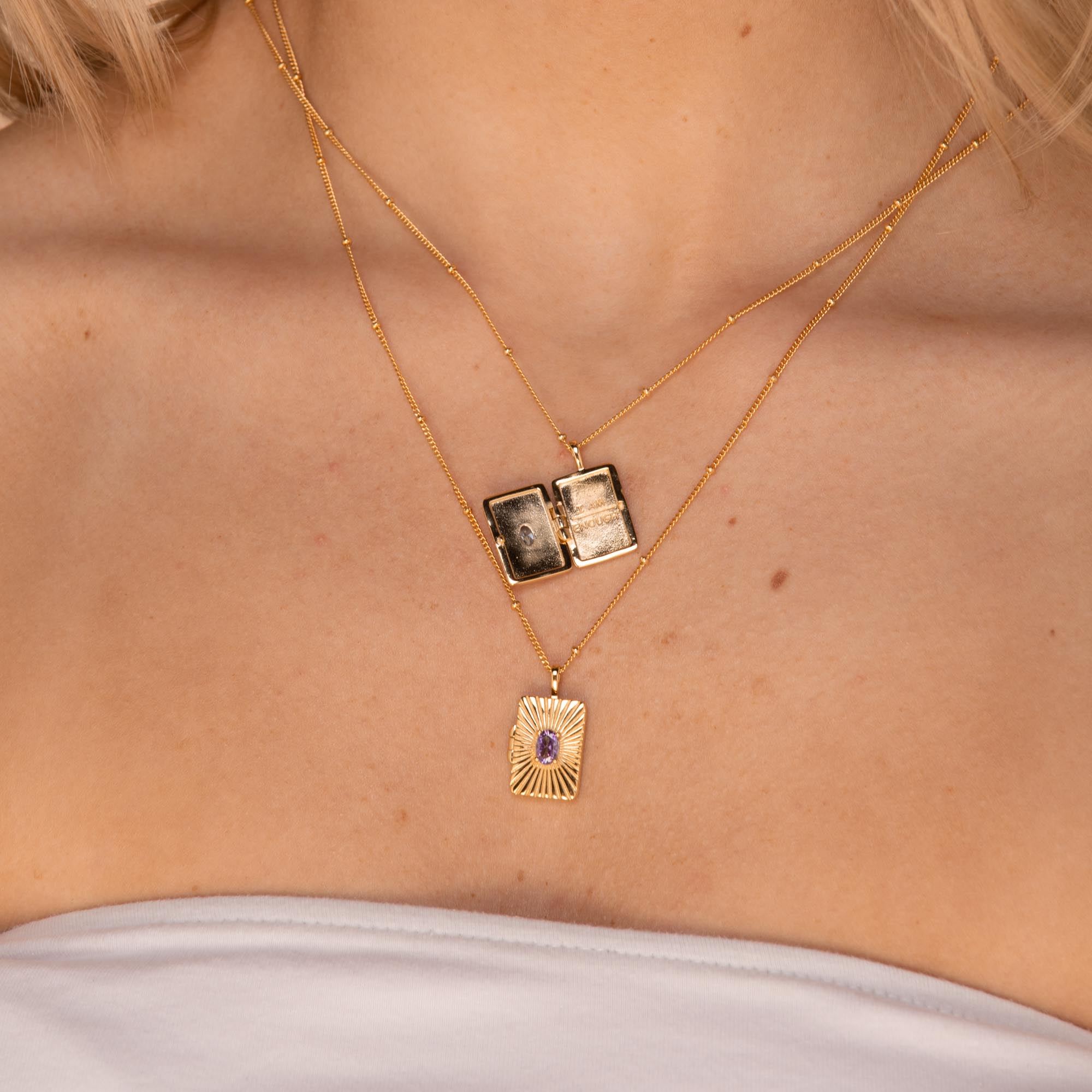 I am Enough Locket Necklace Gold