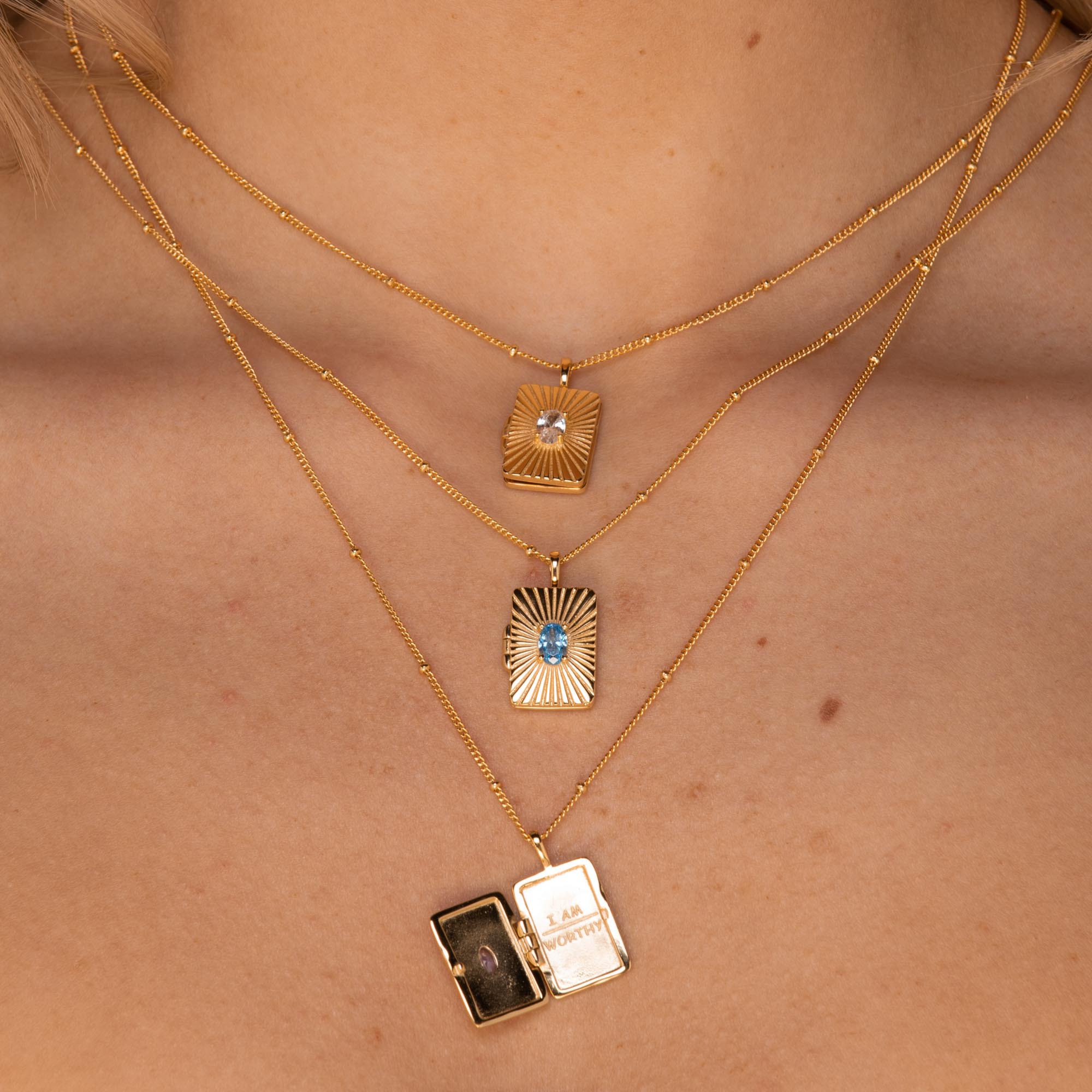 I am Worthy Locket Necklace Gold