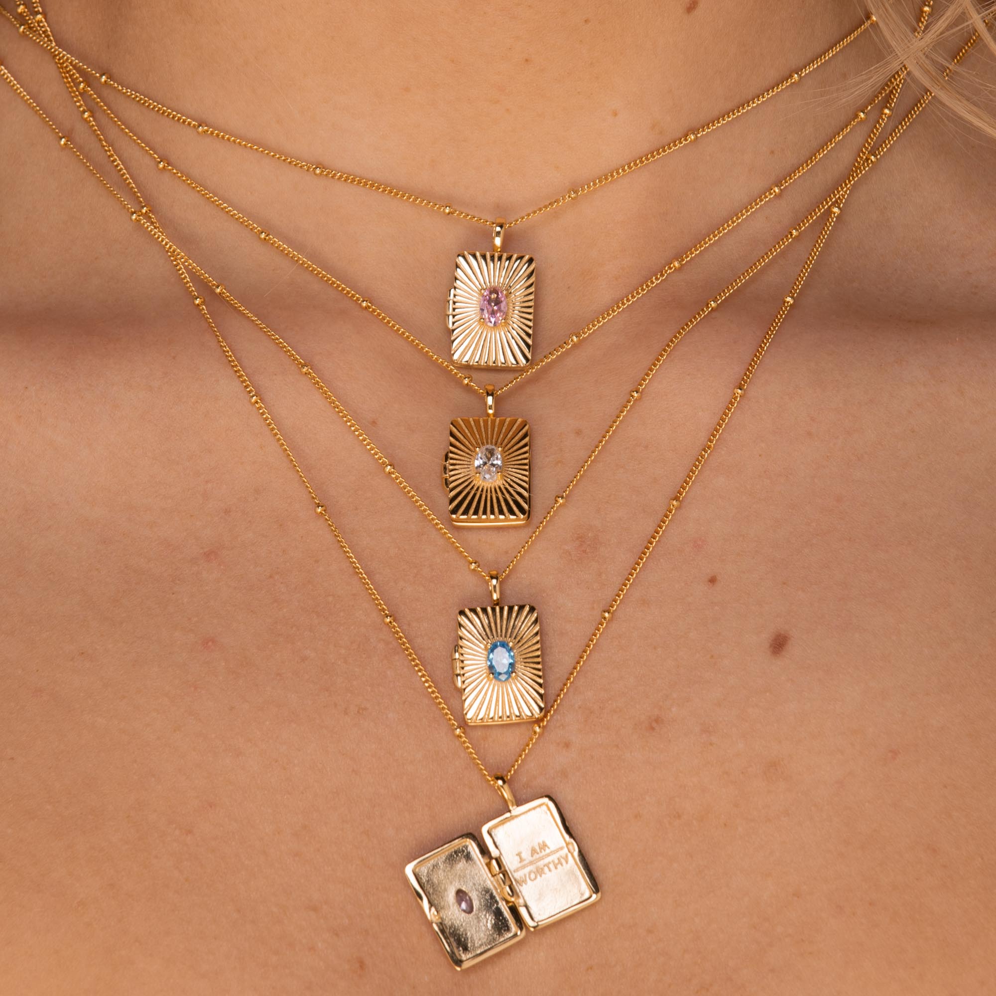 I am Worthy Locket Necklace Gold