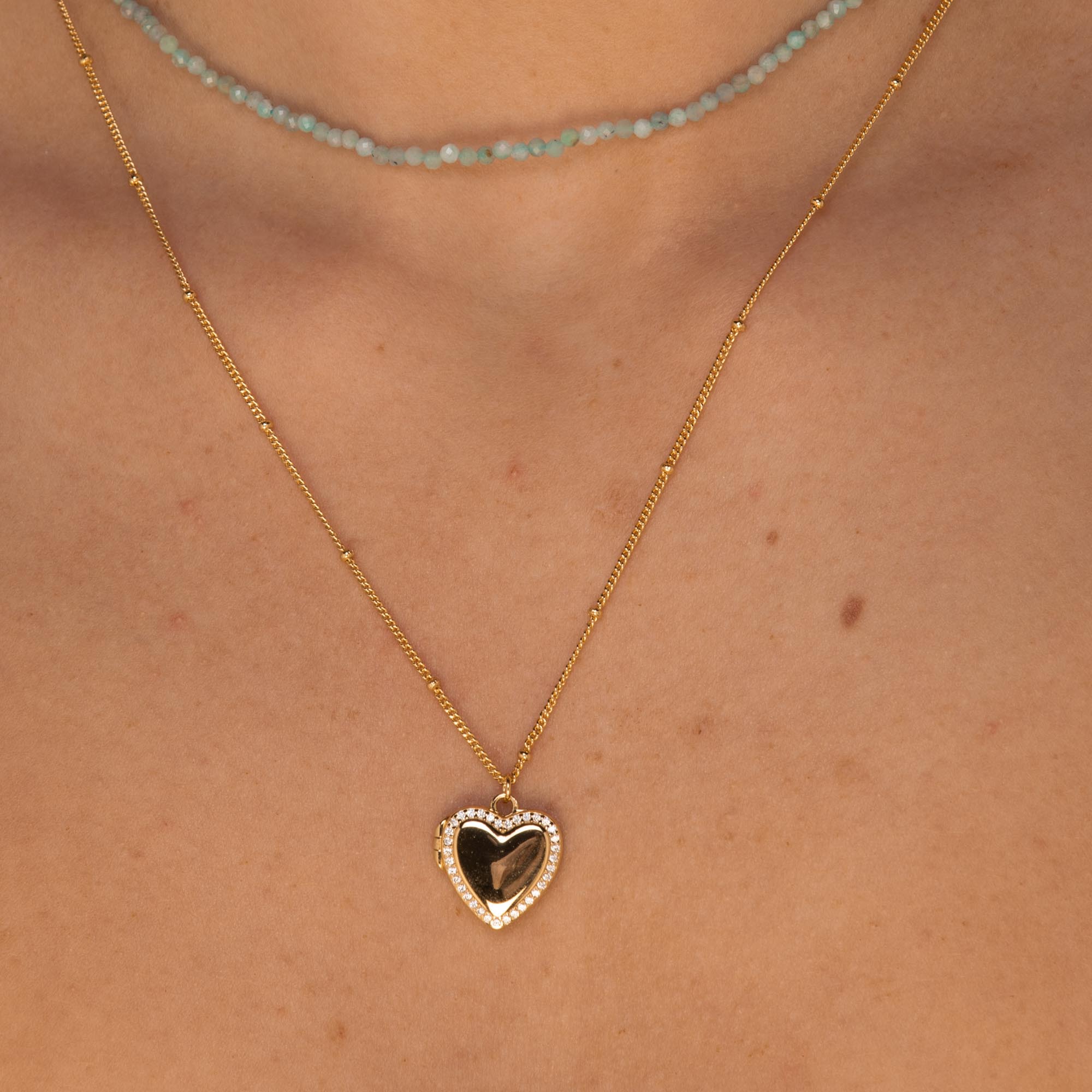 Love Heart Locket Necklace Gold