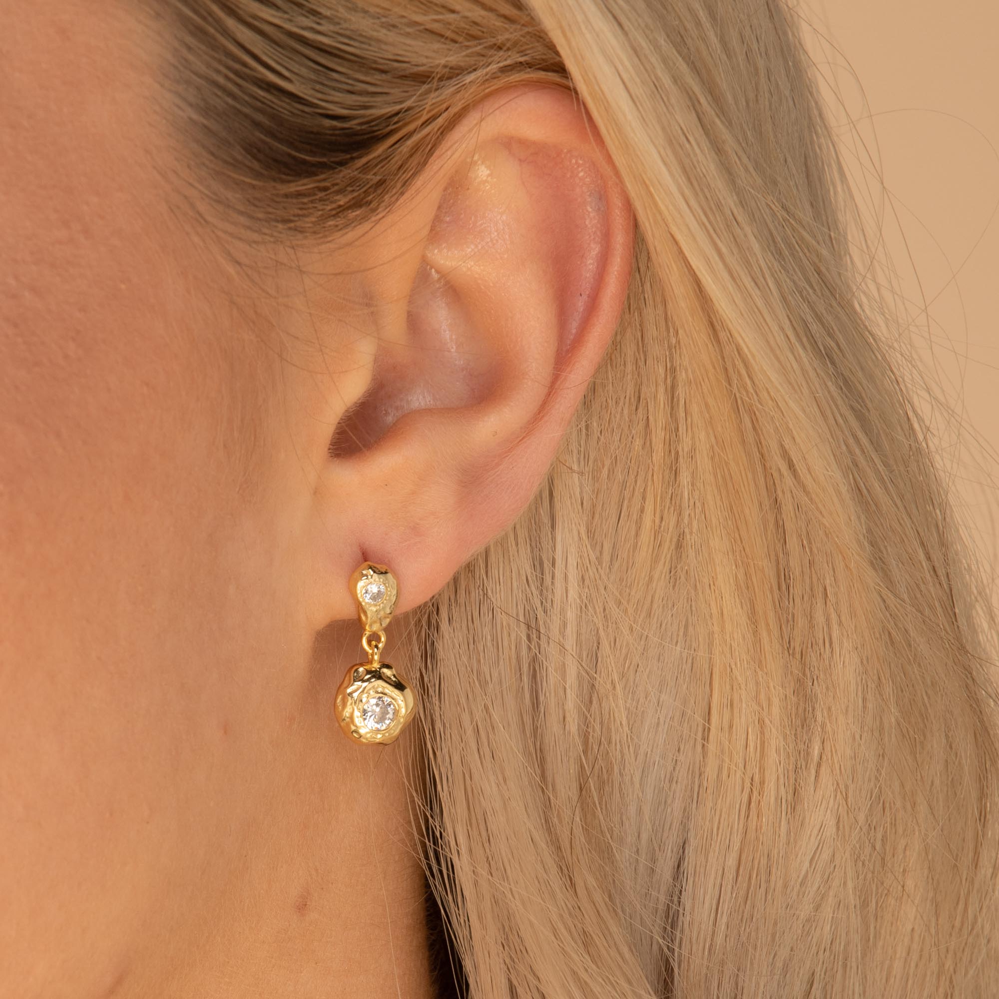 Sapphire Molten Drop Earrings Gold