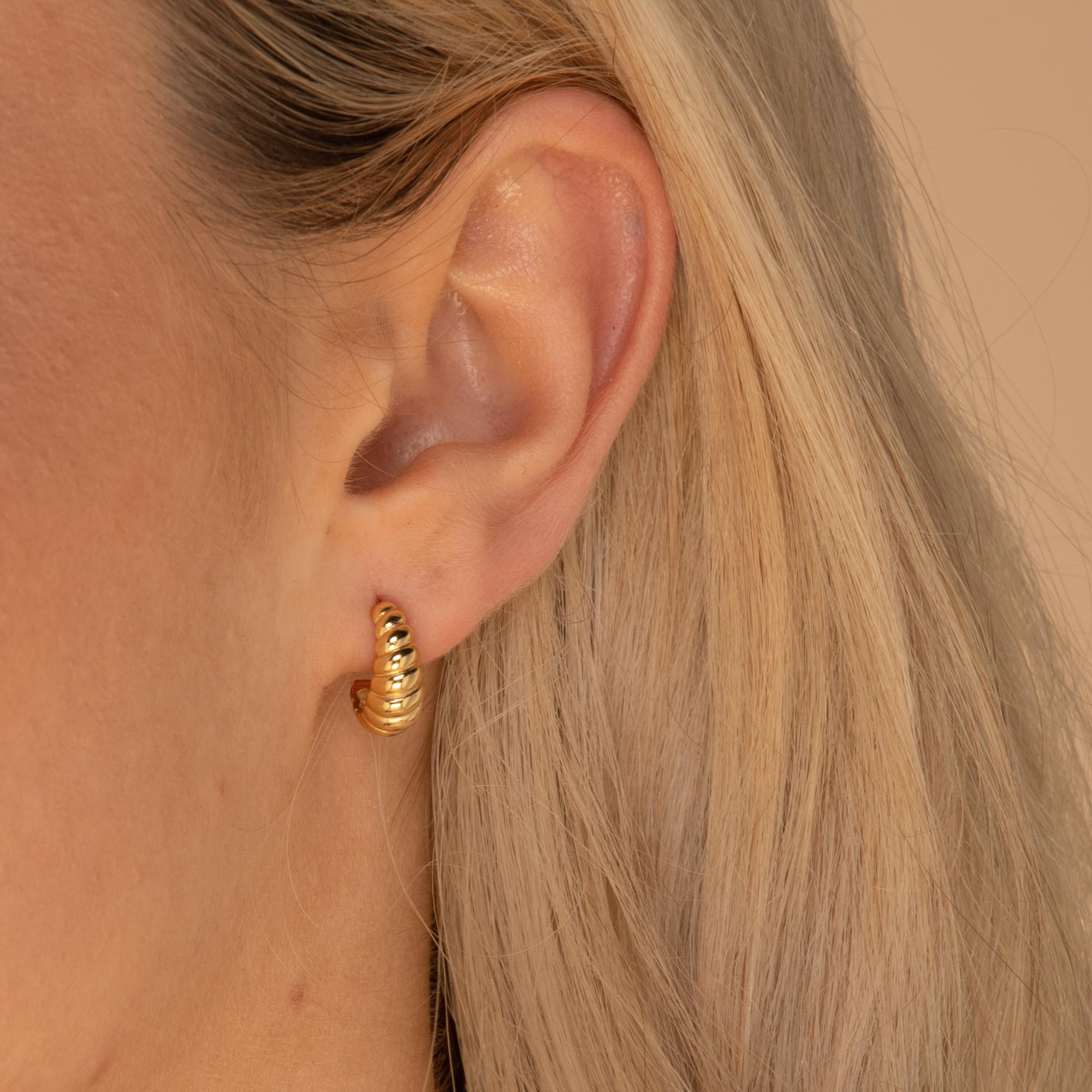 Croissant Huggie Earrings Rose Gold