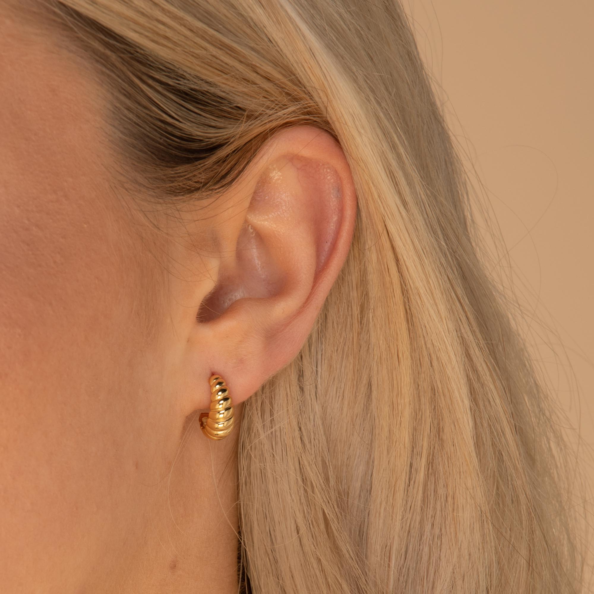 Croissant Huggie Earrings Rose Gold