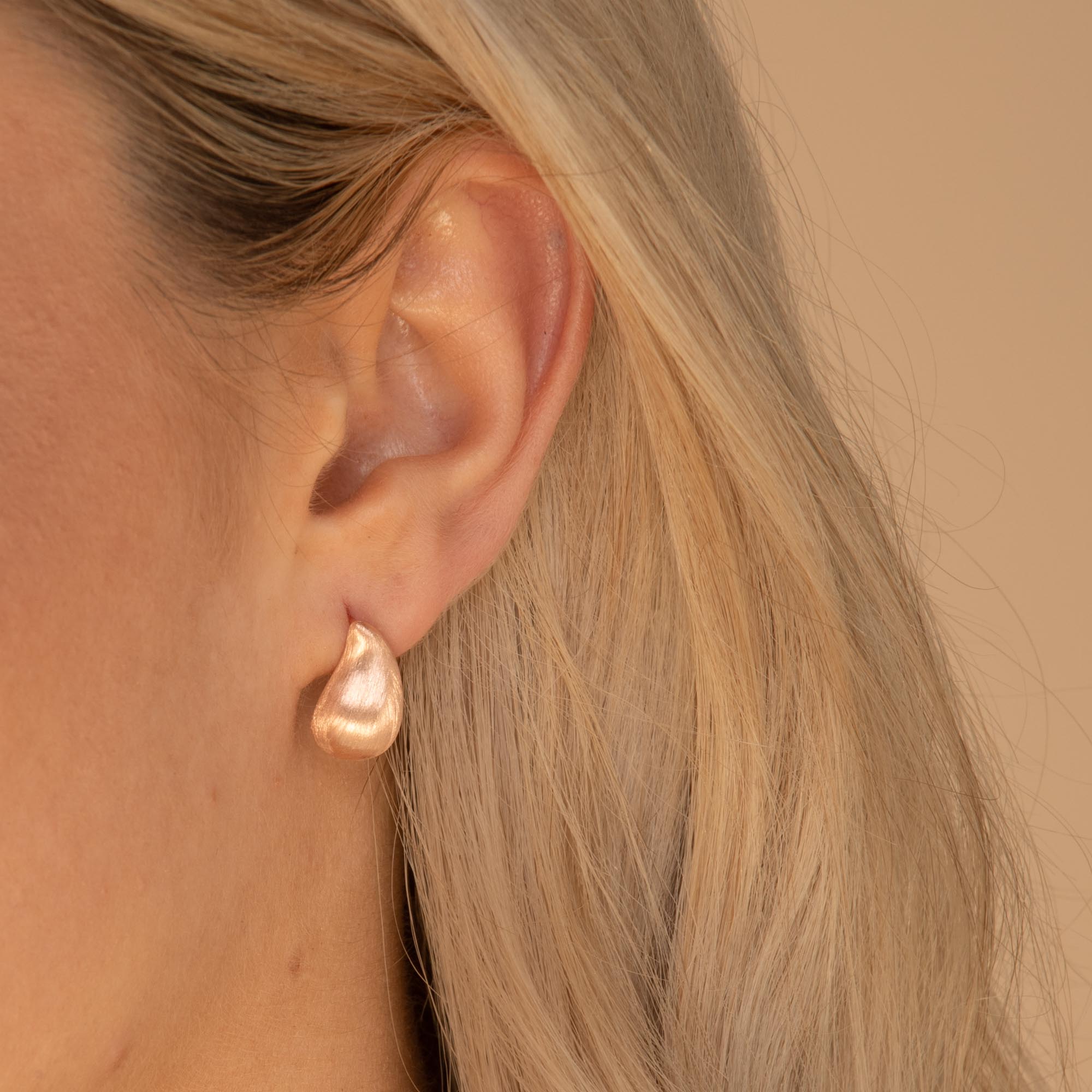 Statement Teardrop Matte Earrings Rose Gold