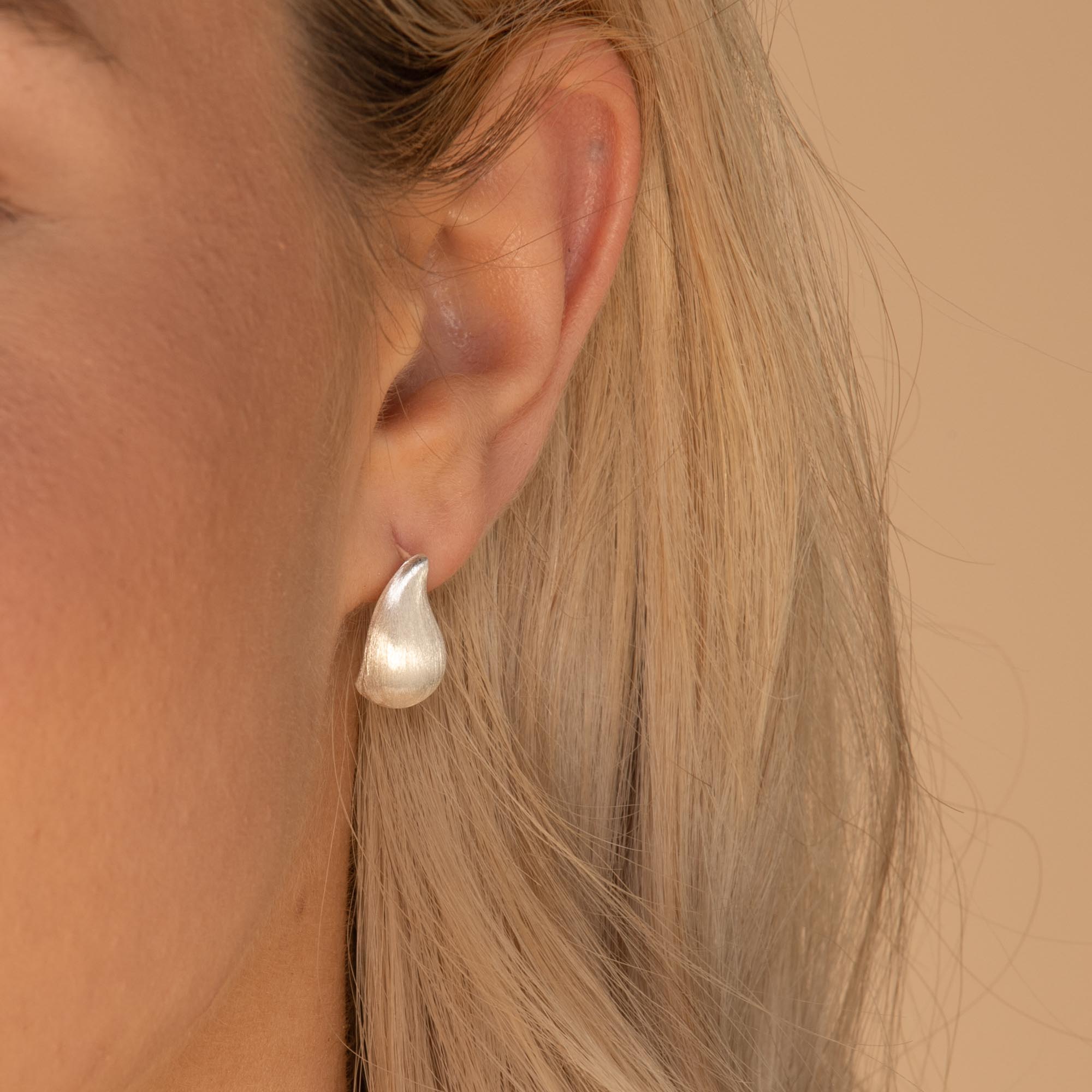 Statement Teardrop Matte Earrings Silver