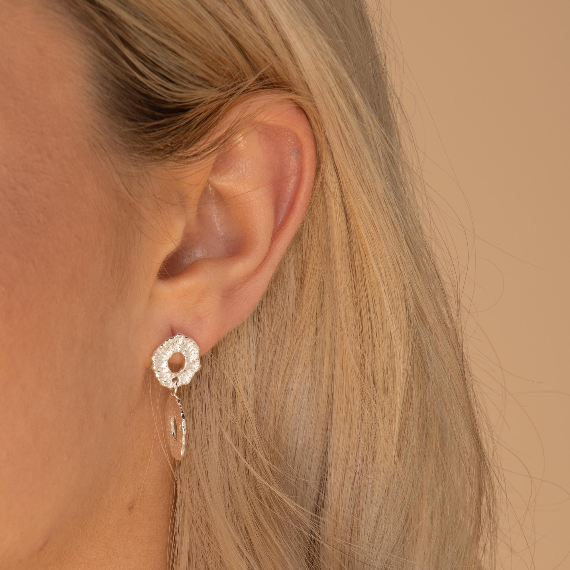 Molten Link Earrings Silver