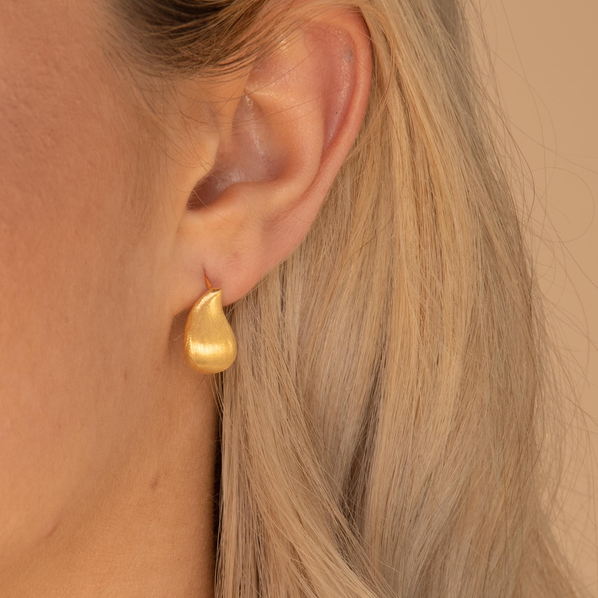 Statement Teardrop Matte Earrings Gold