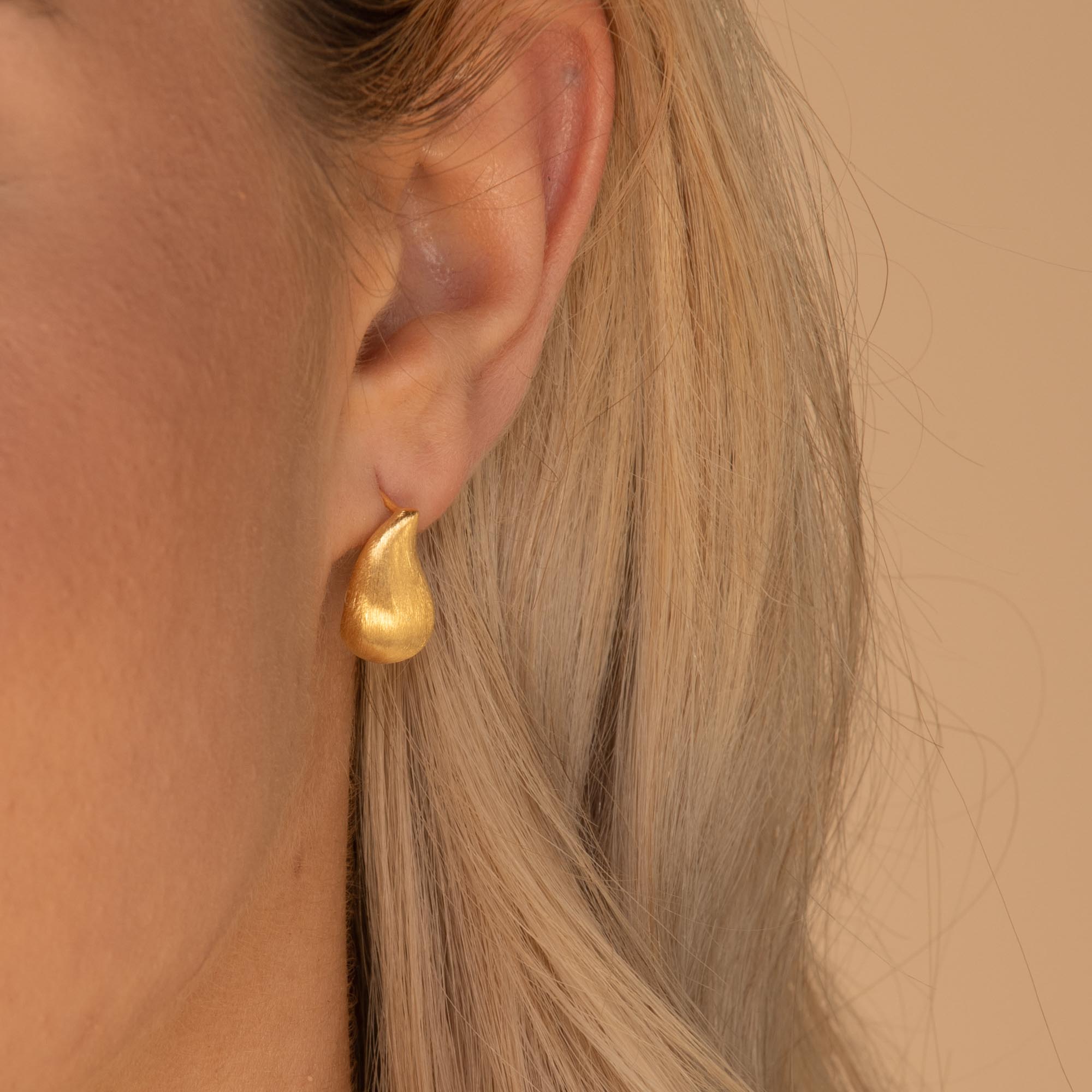 Statement Teardrop Matte Earrings Gold