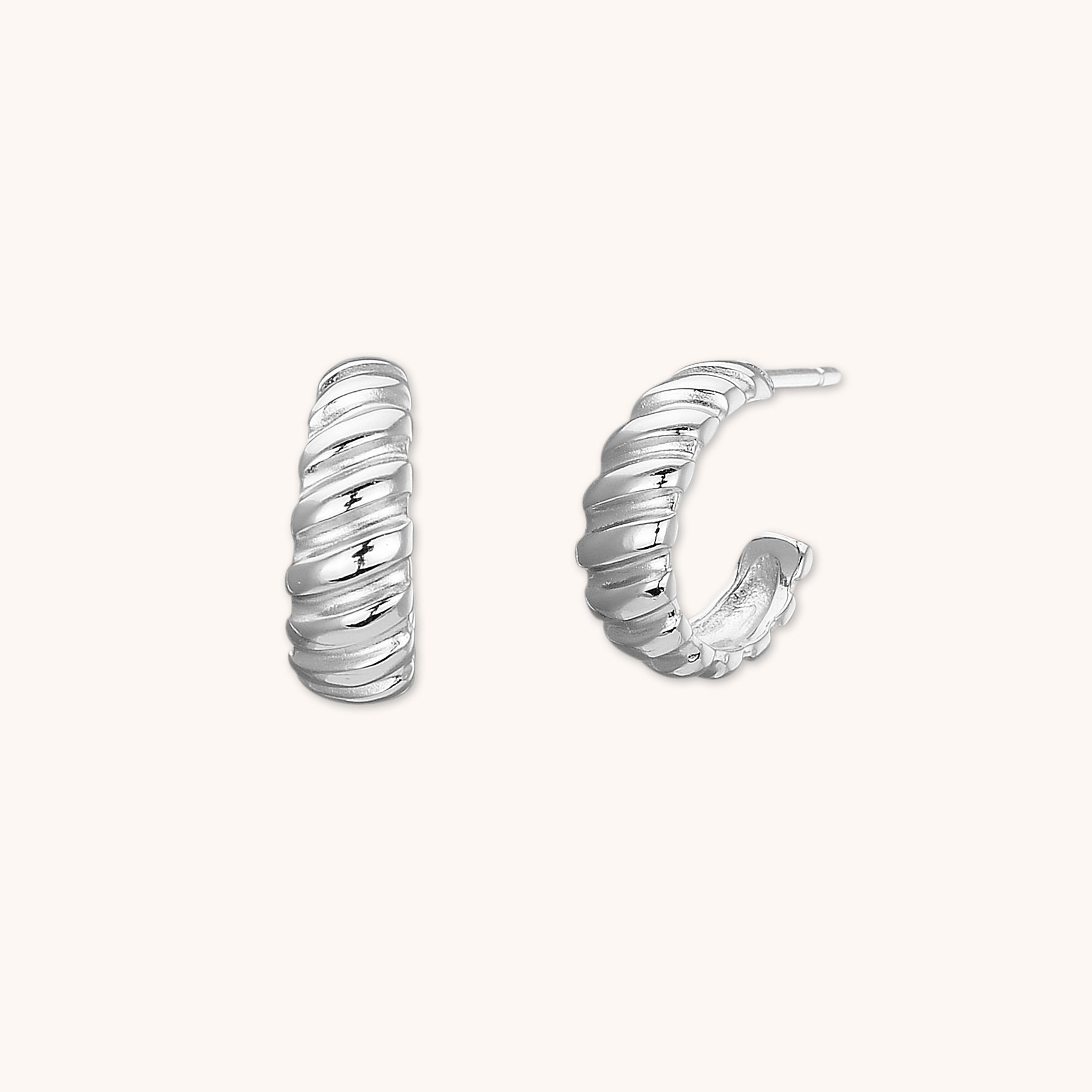 Croissant Huggie Earrings Silver