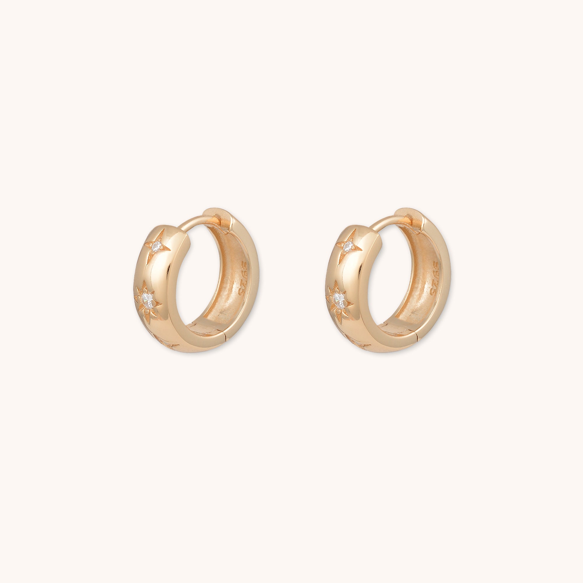 Thick North Star Hoop Earrings Rose Gold