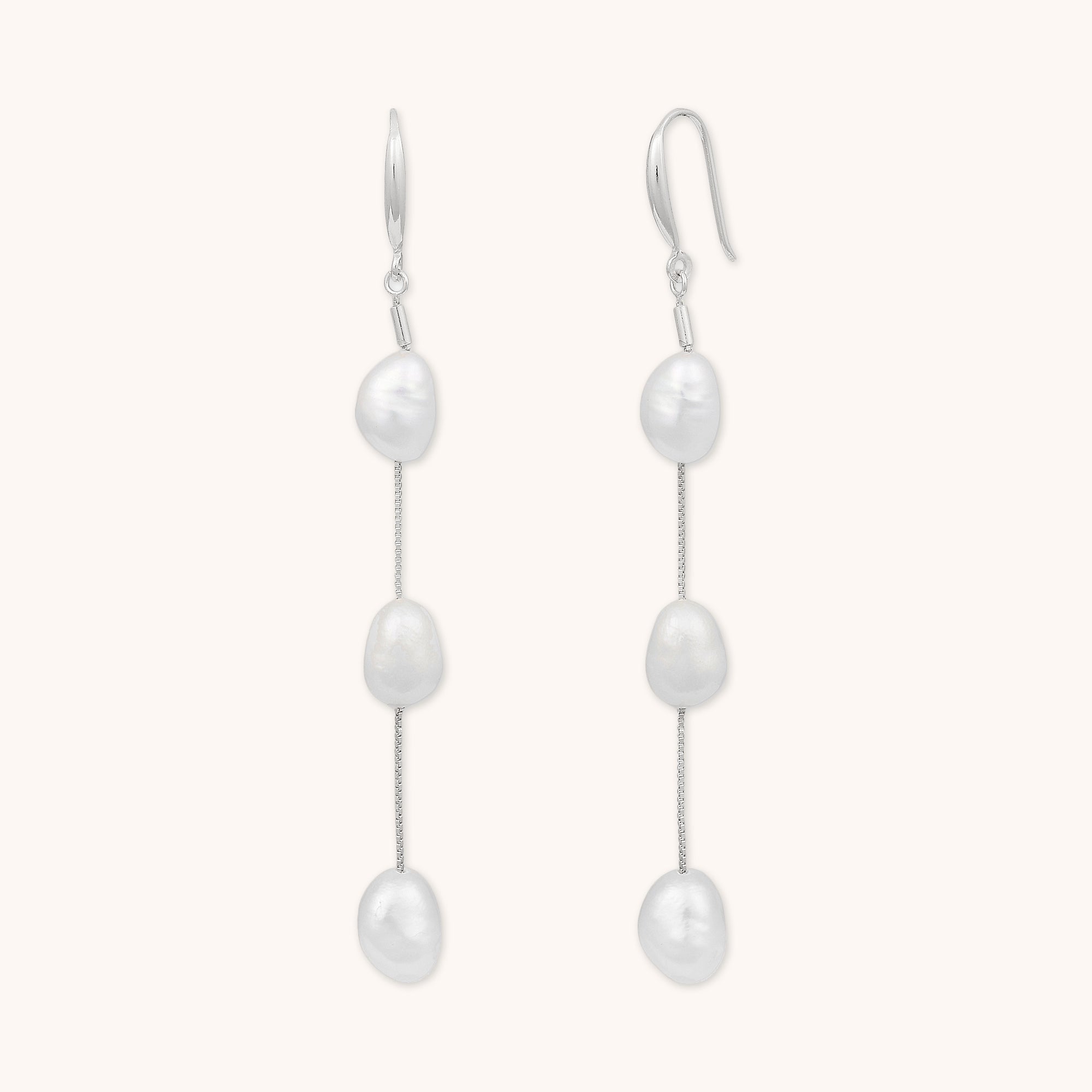 Baroque Pearl Drop Earrings Silver