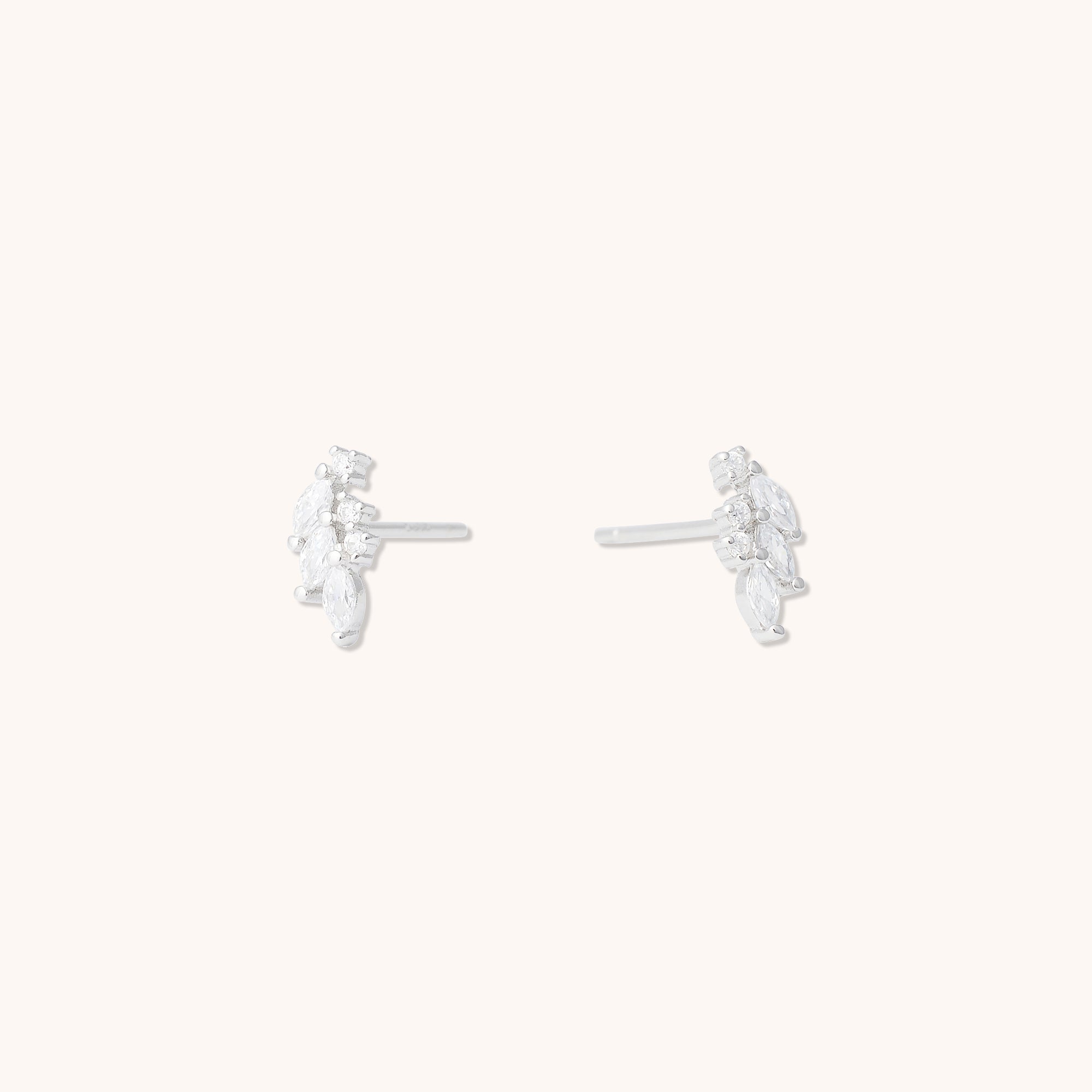 Angel Wings Marquise Earrings Silver