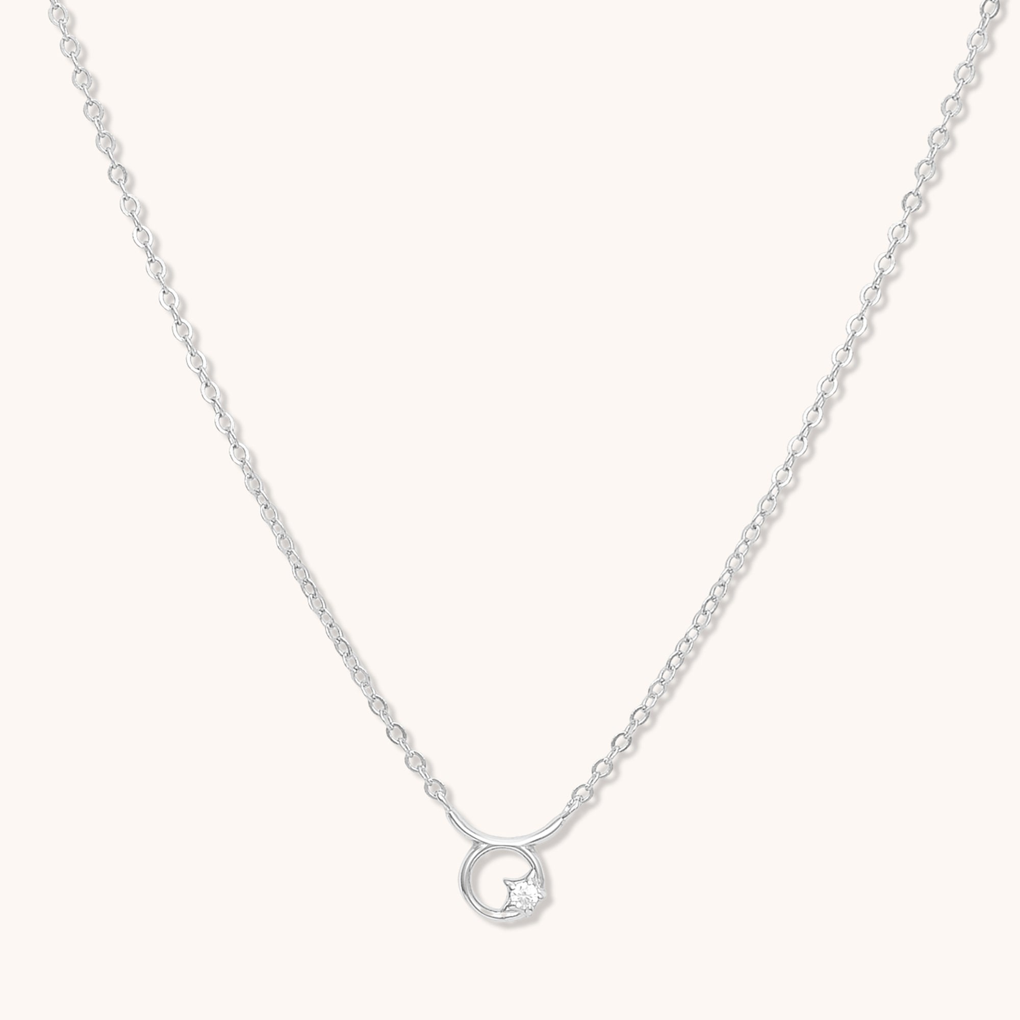 Taurus Star Sign Necklace Silver