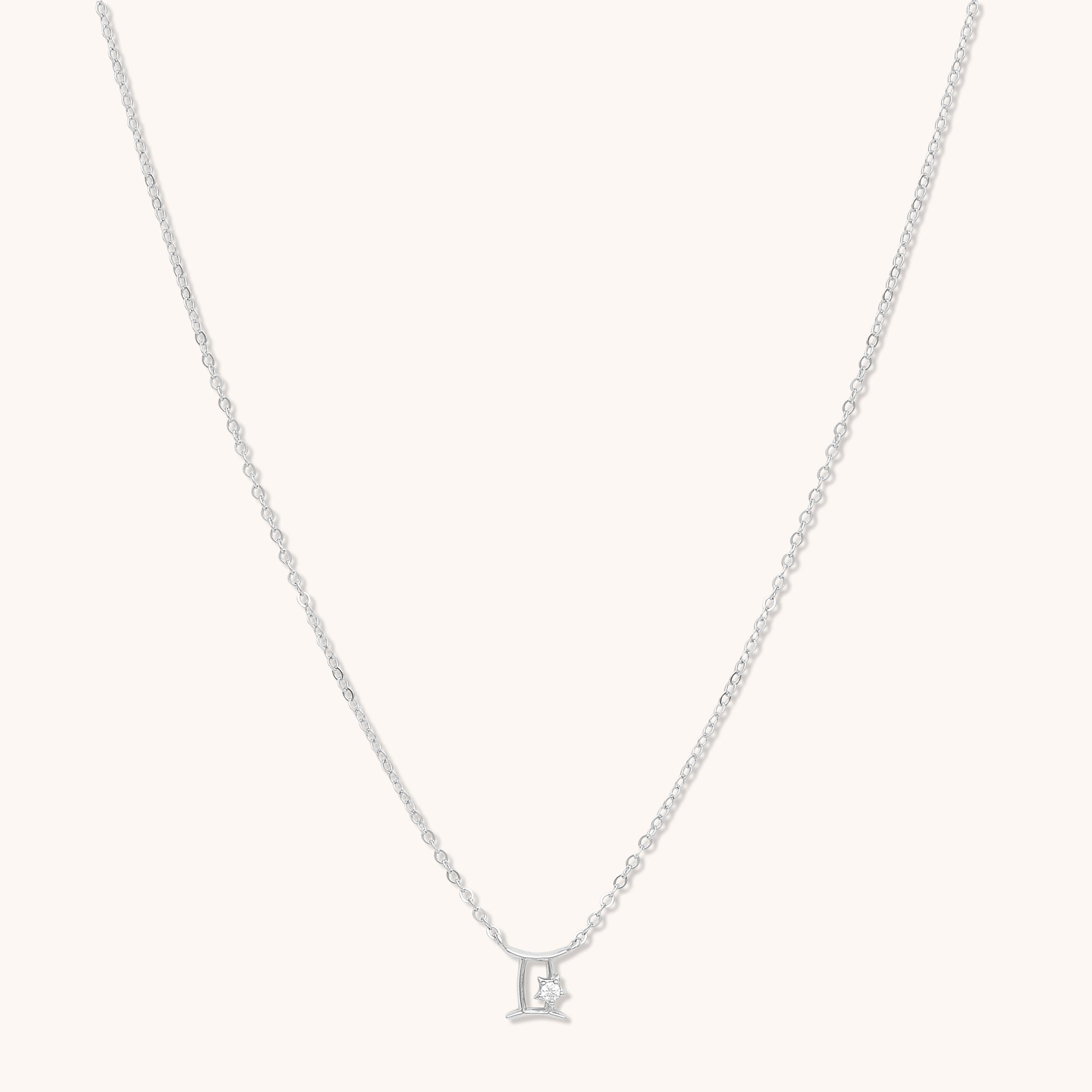 Gemini Star Sign Necklace Silver