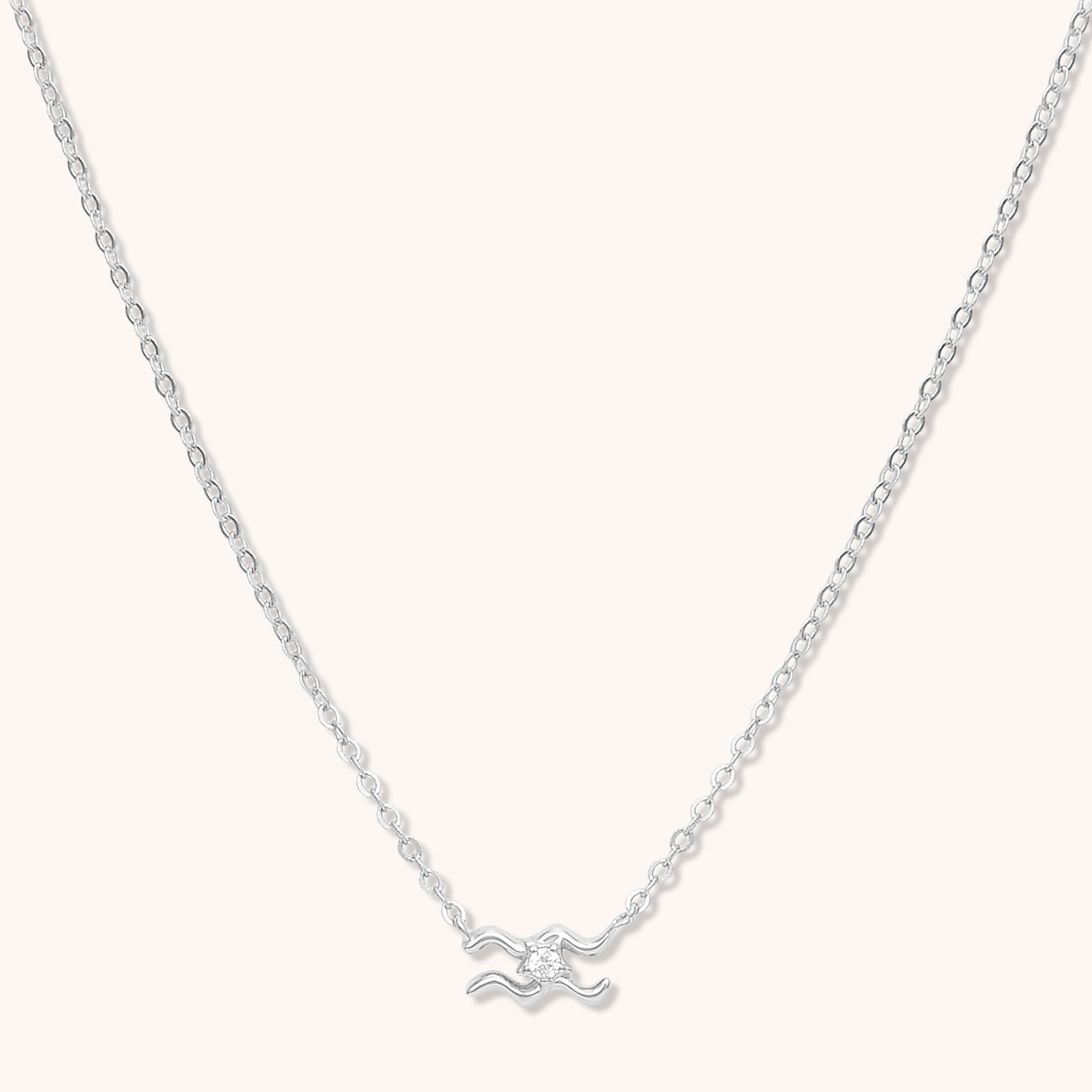 Aquarius Star Sign Necklace Silver