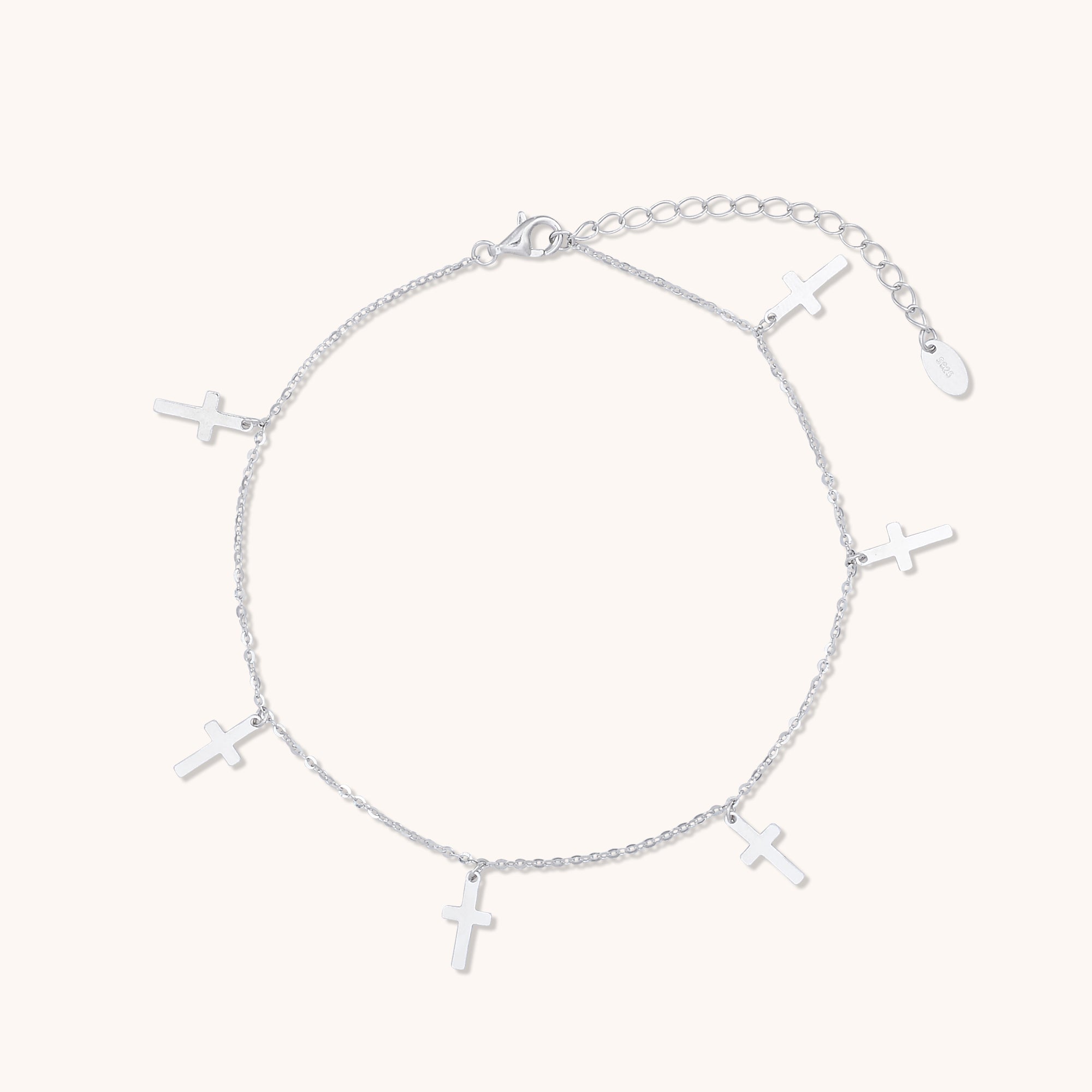 Cross Dangling Anklet Silver