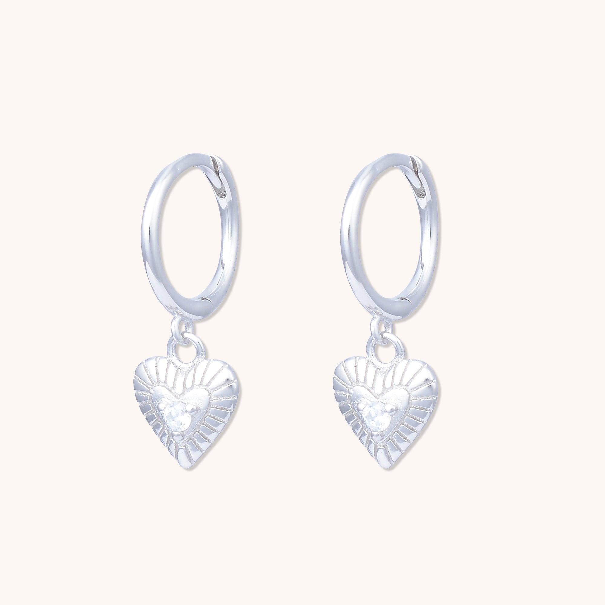 Amour Heart Huggie Earrings Silver