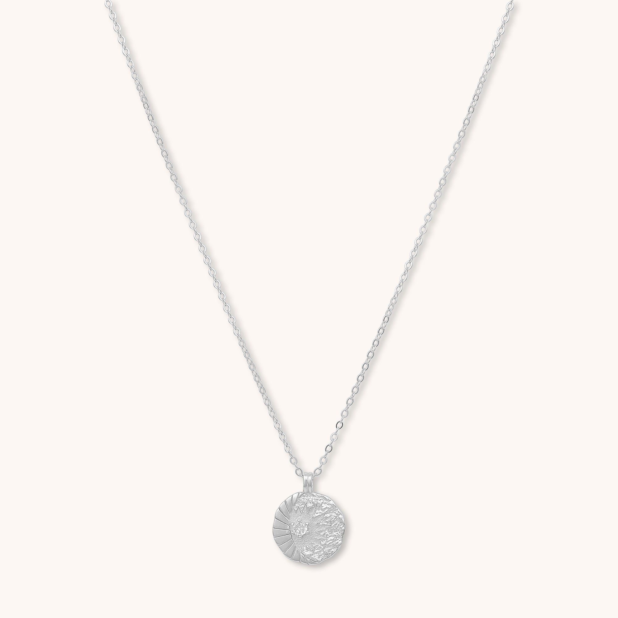 Sun Element Medallion Necklace Silver