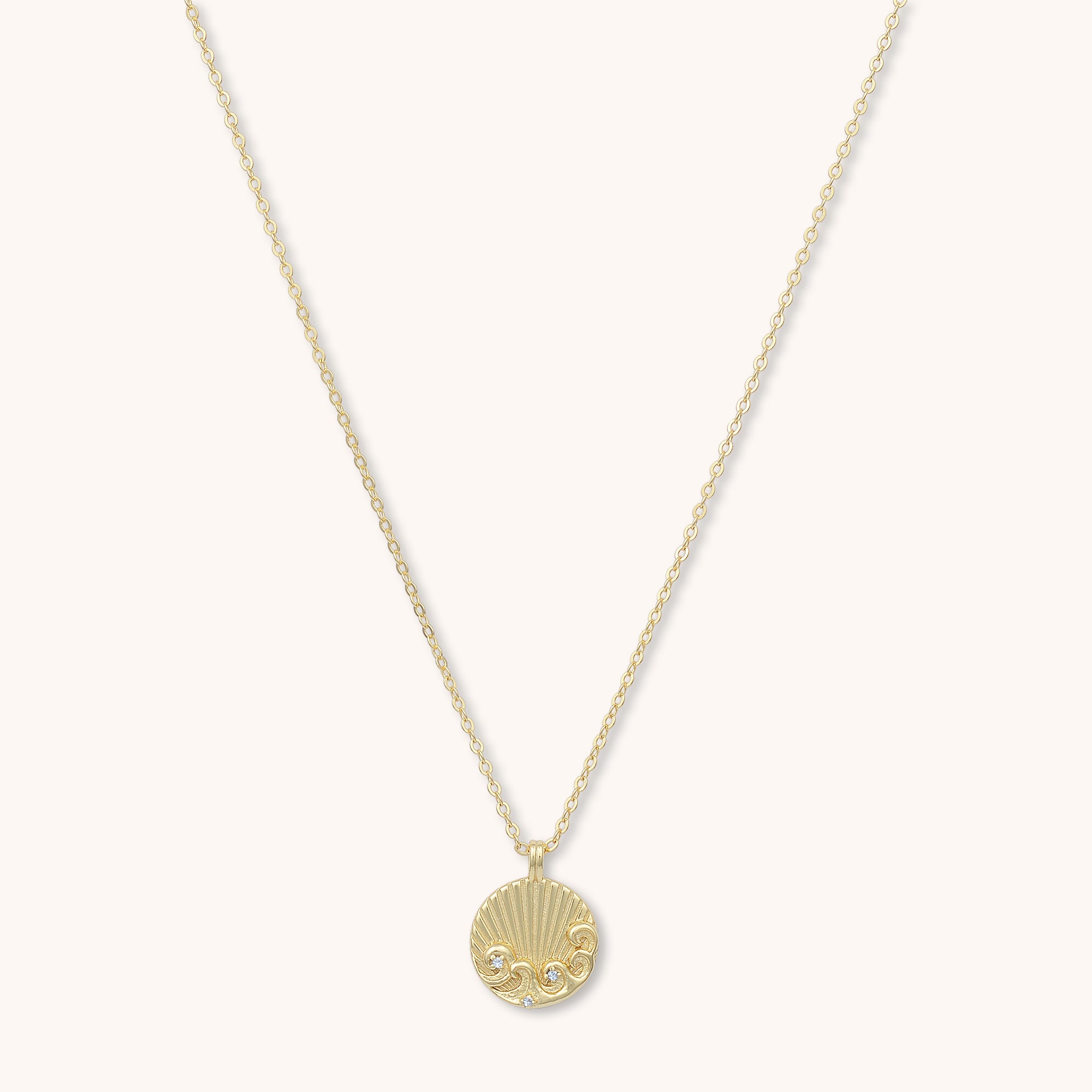 Water Element Medallion Necklace Gold