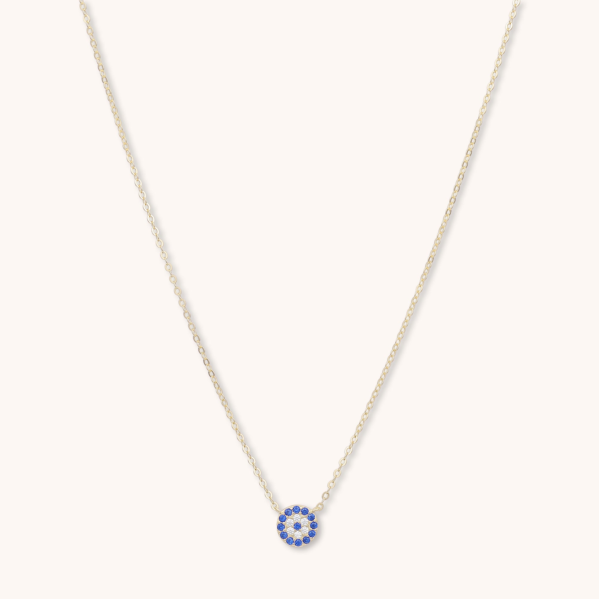 Round Evil Eye Sapphire Necklace Gold