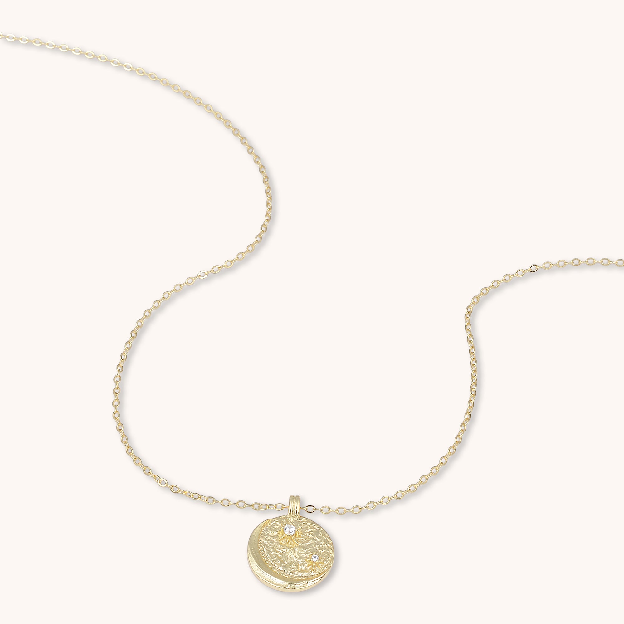 Moon Element Medallion Necklace Gold