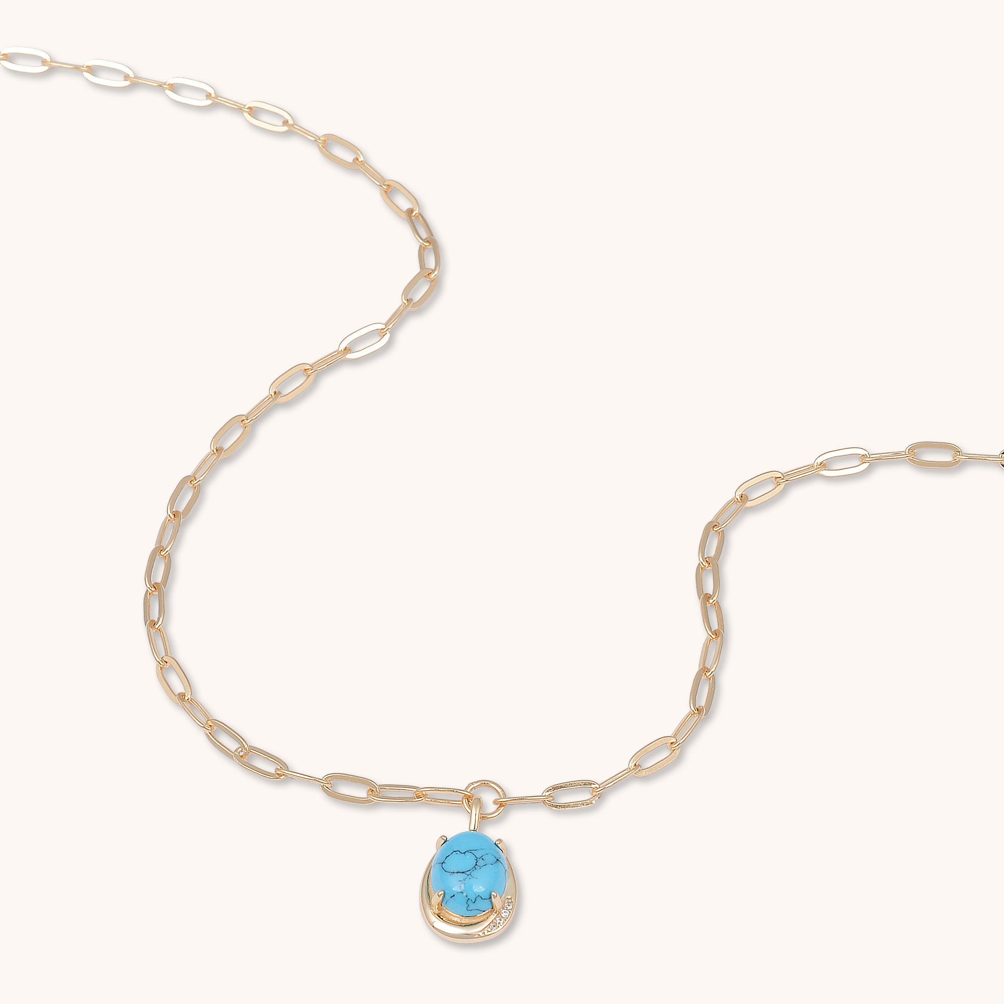 Turquoise Link Necklace Rose Gold