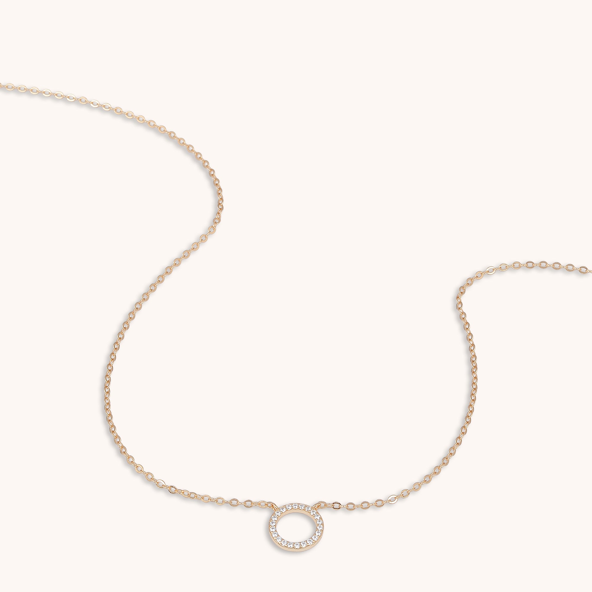 Open Circle Sapphire Necklace Rose Gold