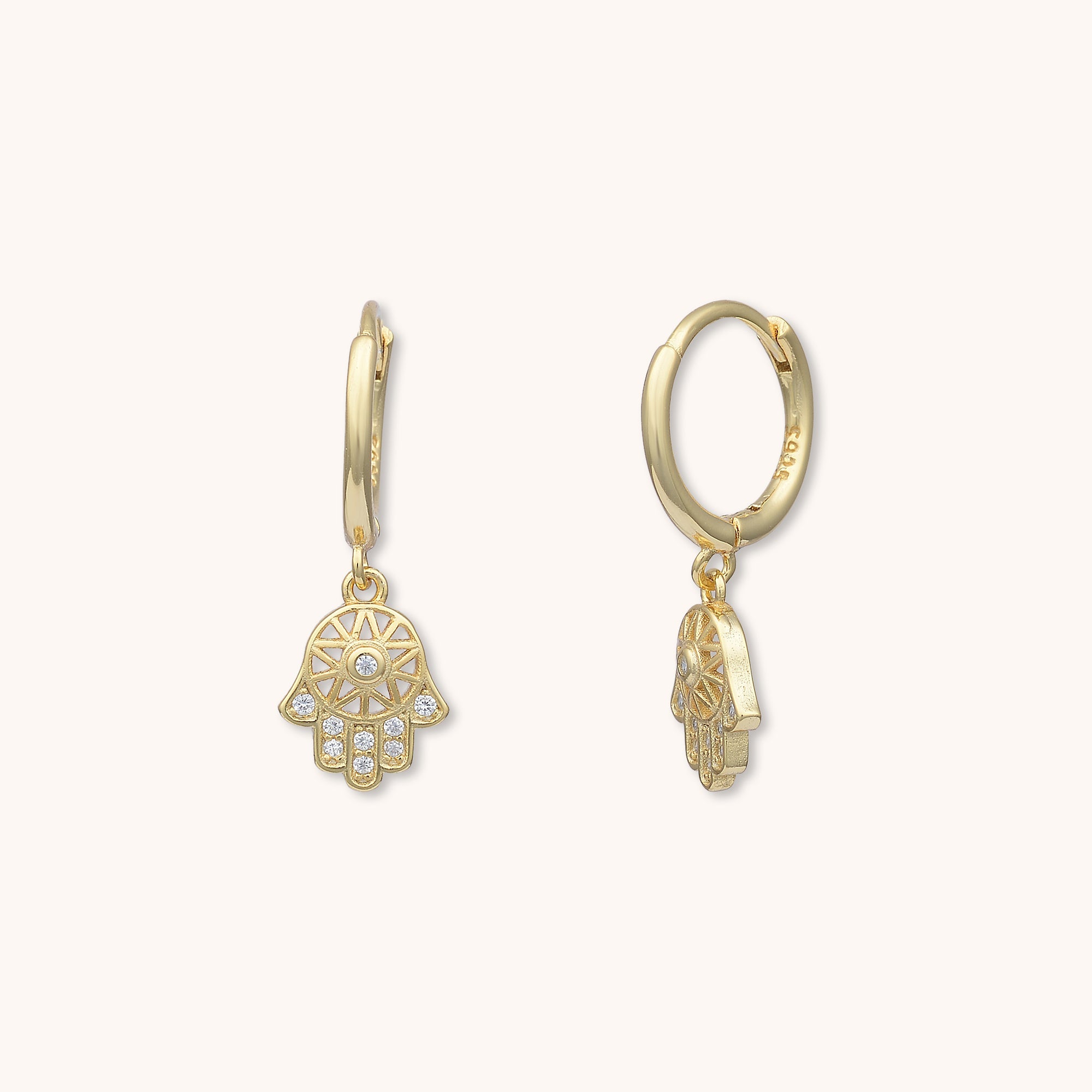 Hamsa Hand Huggie Earrings Gold