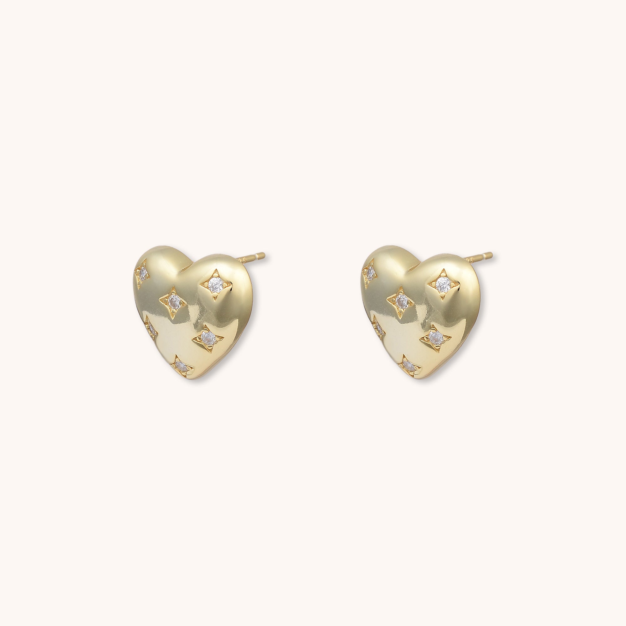 Heart Dome Stud Earrings Gold