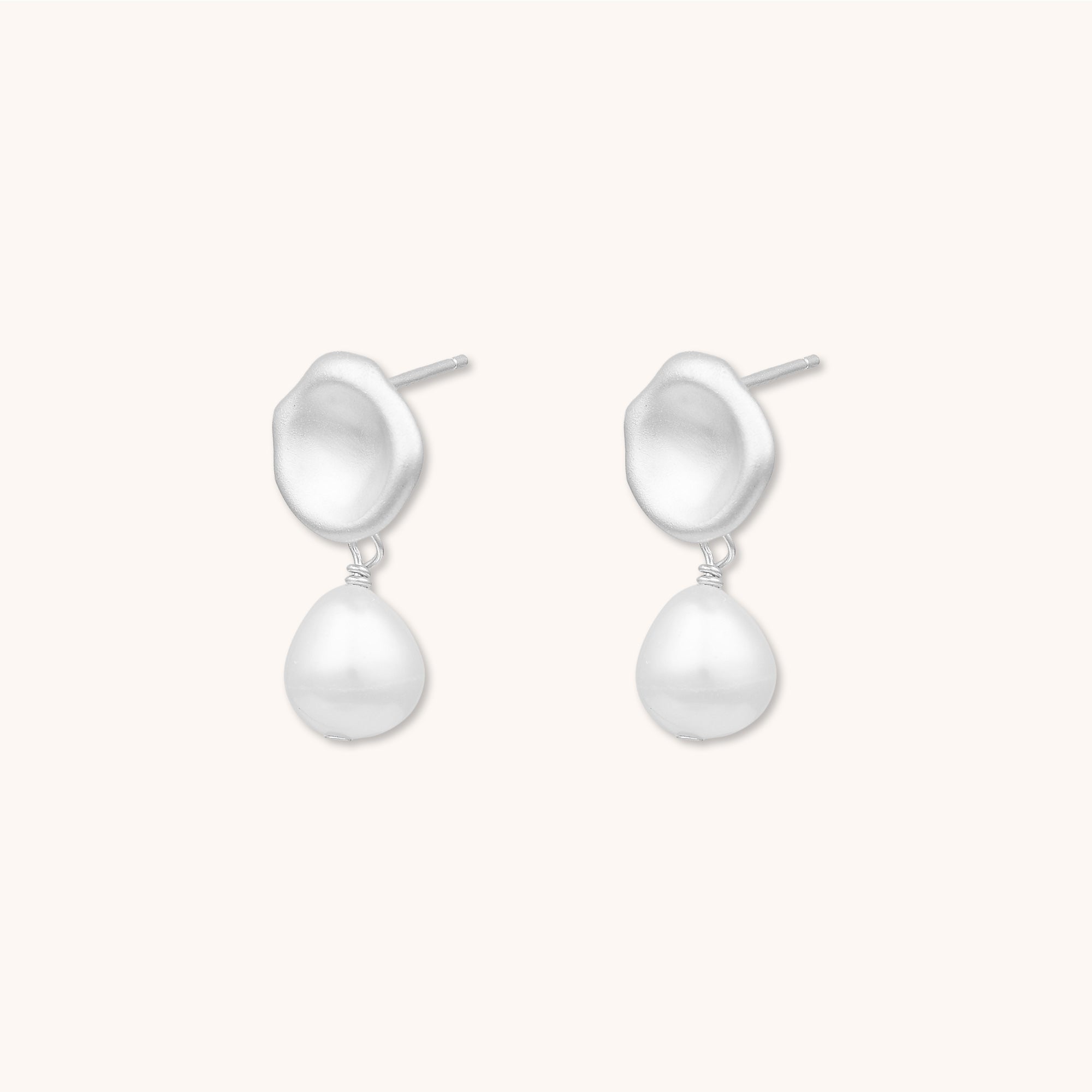 Myst Pearl Stud Earrings Silver