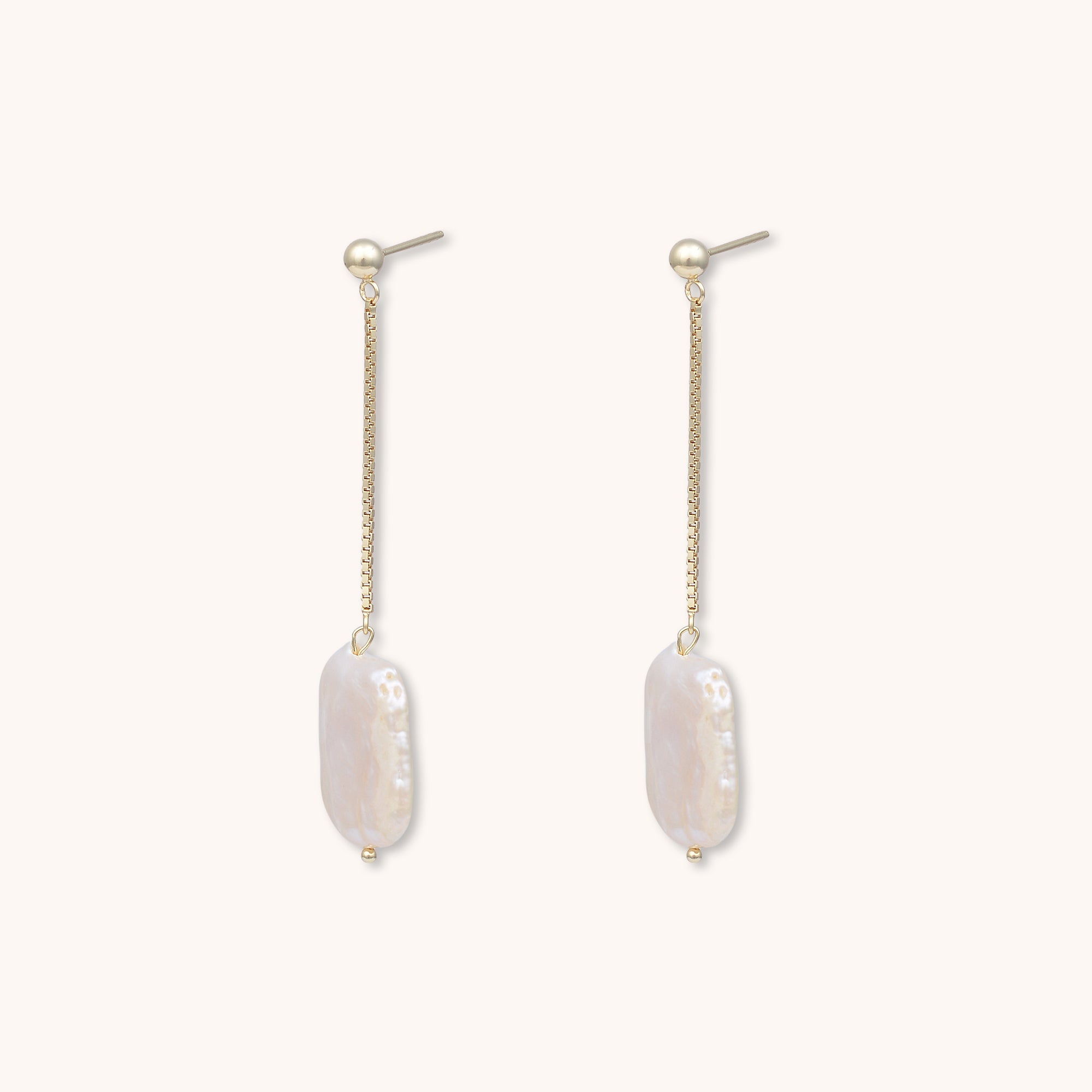 Baroque Pearl Drop Stud Earrings Gold